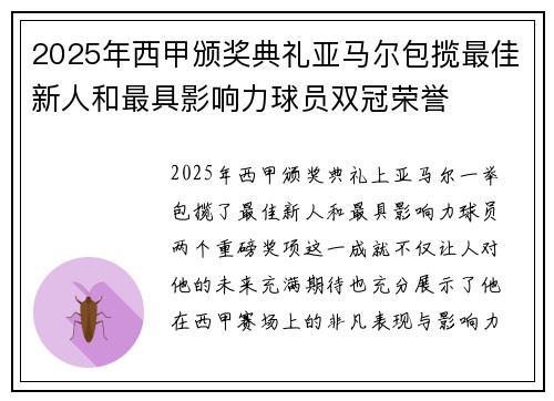 2025年西甲颁奖典礼亚马尔包揽最佳新人和最具影响力球员双冠荣誉